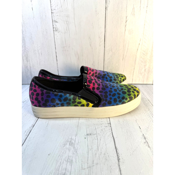 Skechers Wms Sz 9.5 Multicolor Animal Print Vegan Calf Hair Sneakers Shoes 827 - Picture 2 of 8
